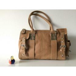Stoere leren H&H tas, nieuw. Kleur: camel/lichtbruin.