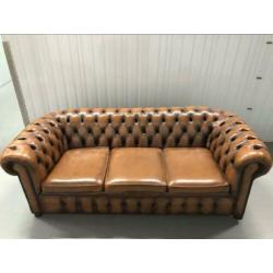 Chesterfield originele leren zitbank cognac gratis levering!
