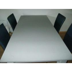 Grote grijze massief eiken eettafel grijs gespoten 180 lang