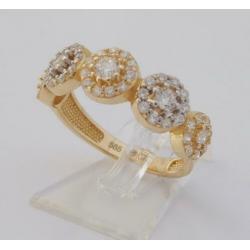 Prachtige 14 karaat Gouden Bicolor Ring Zirconia's M 17.5
