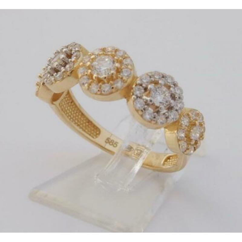 Prachtige 14 karaat Gouden Bicolor Ring Zirconia's M 17.5