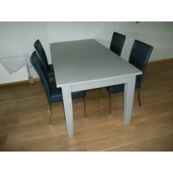 Grote grijze massief eiken eettafel grijs gespoten 180 lang