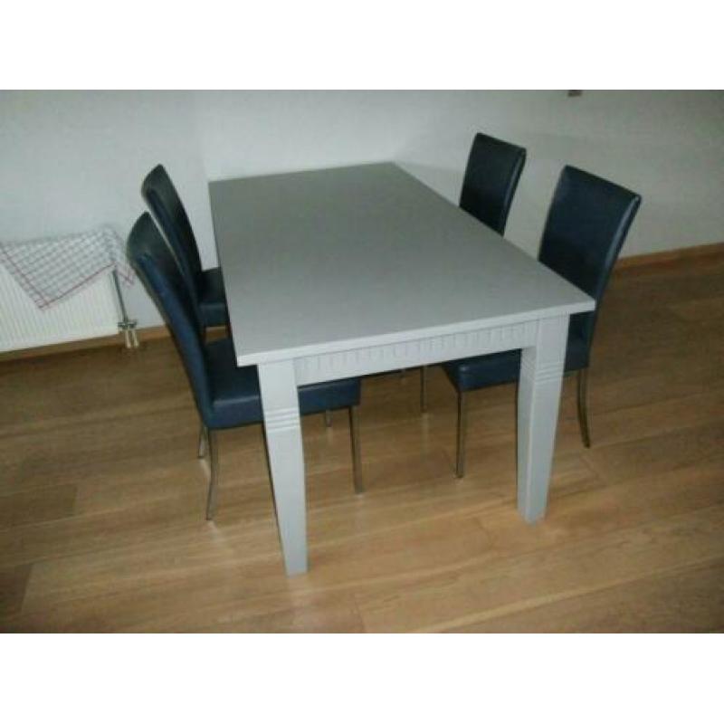 Grote grijze massief eiken eettafel grijs gespoten 180 lang