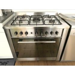 Indesit 5-pits gasfornuis met oven 90 cm breed