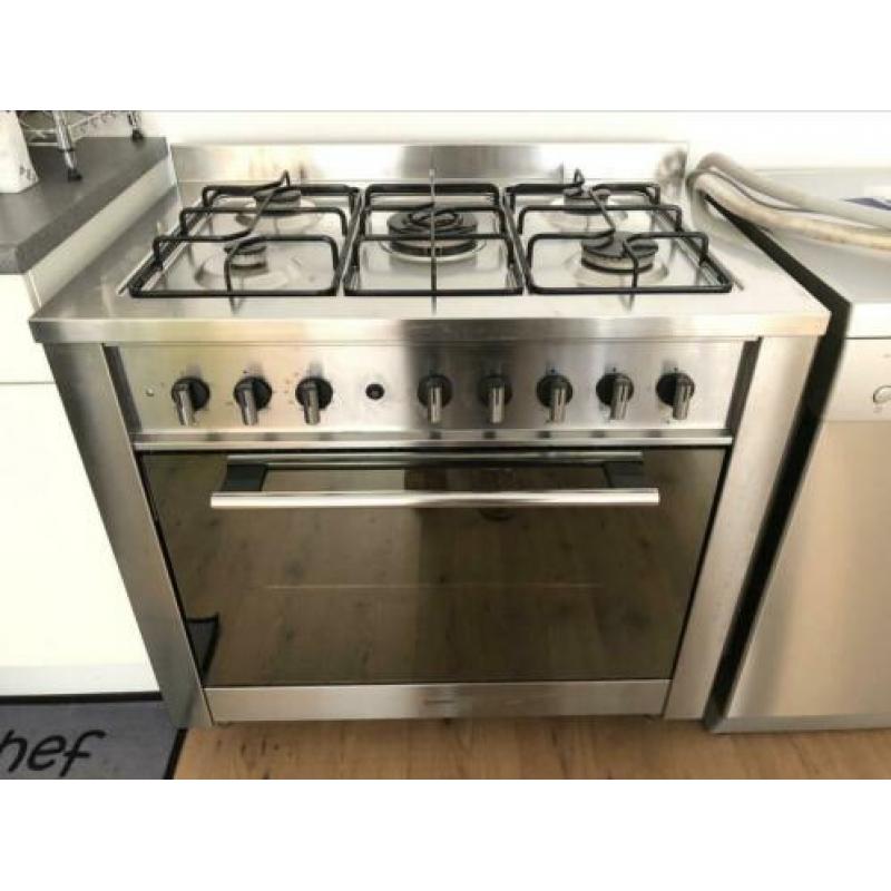 Indesit 5-pits gasfornuis met oven 90 cm breed