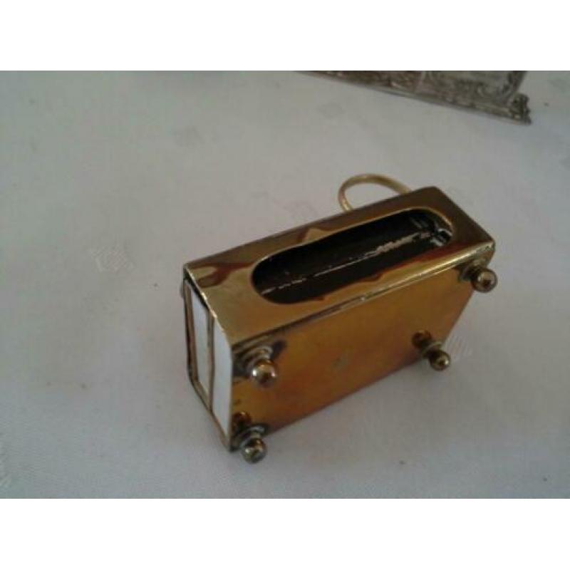 antiek kopere/zilver lucifers houder