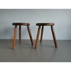 Retro vintage jaren '60/'70 houten plantentafeltjes/krukjes.