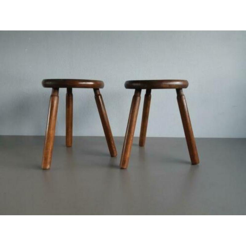 Retro vintage jaren '60/'70 houten plantentafeltjes/krukjes.