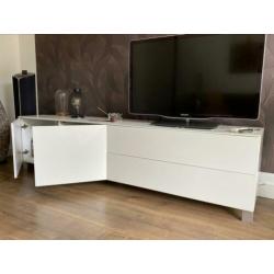 Tv meubel (zwevend) hoogglans wit 210x45x45