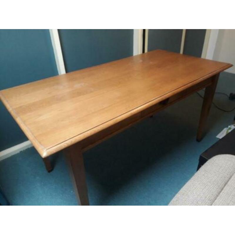 Robuuste eettafel licht eiken 1,6 mtr x 0,8 mtr