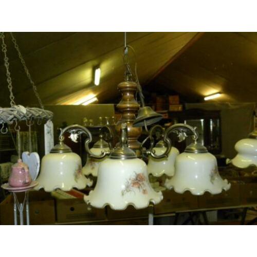 set van 2 hanglampen. glazen kelken met bloemen