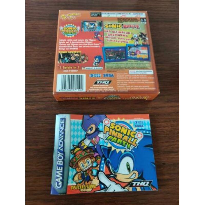 Sonic Pinball Party + Sonic Battle - Nintendo GBA - CIB