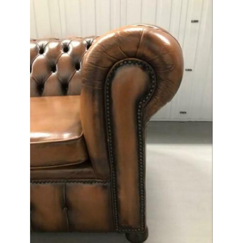 Chesterfield originele leren zitbank cognac gratis levering!