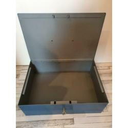 Antiek / VINTAGE grote blauwe Vendex kluis met sleutel €20