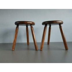 Retro vintage jaren '60/'70 houten plantentafeltjes/krukjes.