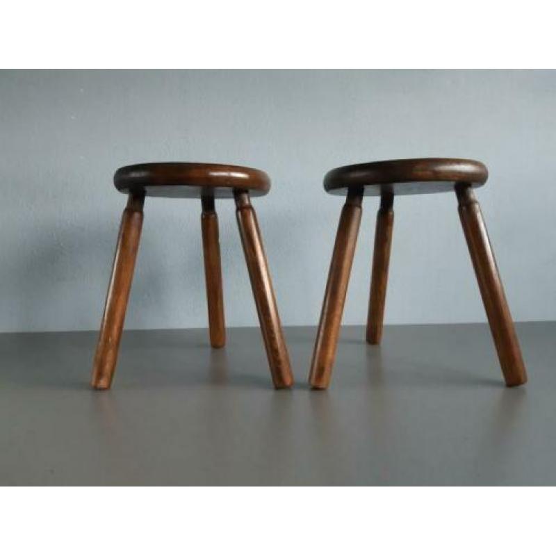Retro vintage jaren '60/'70 houten plantentafeltjes/krukjes.