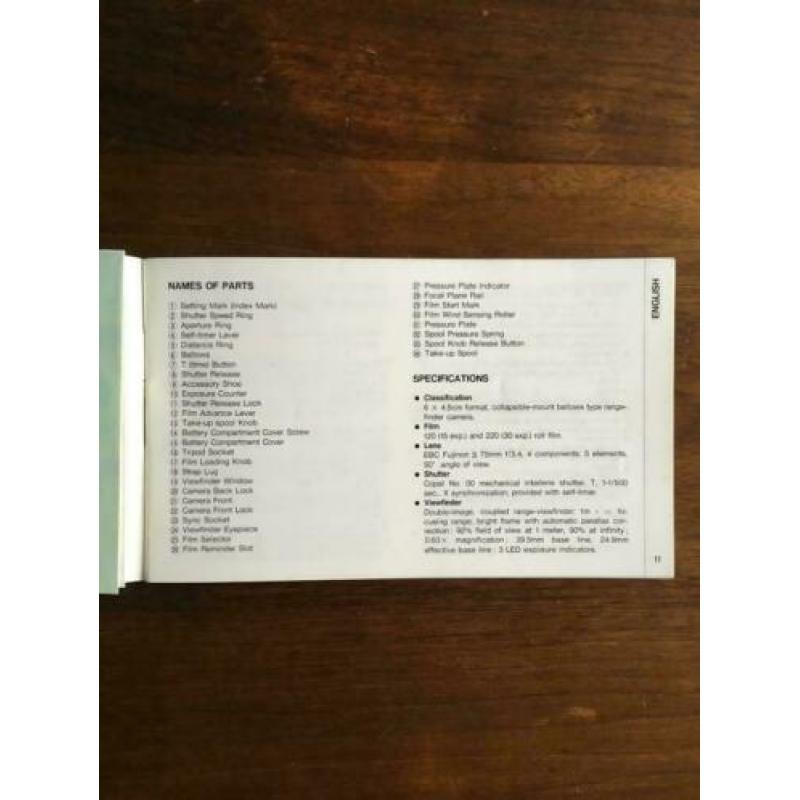 Fuji GS645S GS645 S Instruction Manual