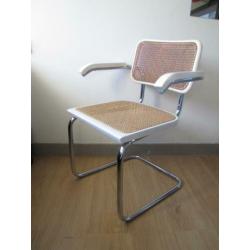 2x Vintage design Thonet stijl Cesca stoel wit met leuning