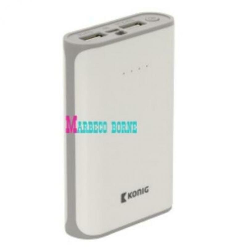 Powerbank, acculader, mobiele telefoonlader 7500mAh, White