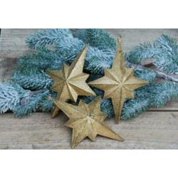 7 Goudkleurige kerstballen (sterren)