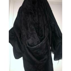 Louis Vuitton sjaal scarf shawl zwart black lv monogram