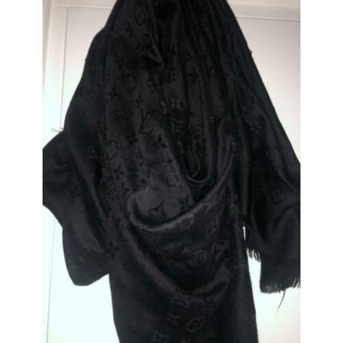 Louis Vuitton sjaal scarf shawl zwart black lv monogram