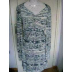 grijs /blauw witte expresso jurk maat M