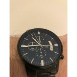 Zwart metaal schakels horloge van Nibosi