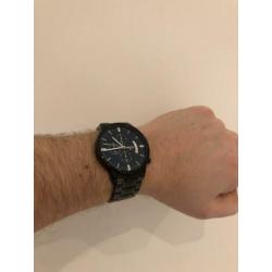 Zwart metaal schakels horloge van Nibosi