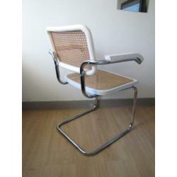 2x Vintage design Thonet stijl Cesca stoel wit met leuning