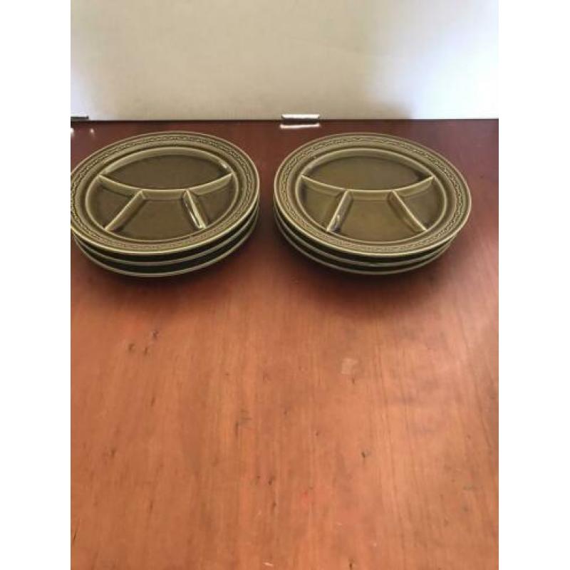 Vintage retro fondueborden, 6 stuks zo uit oma’s keuken
