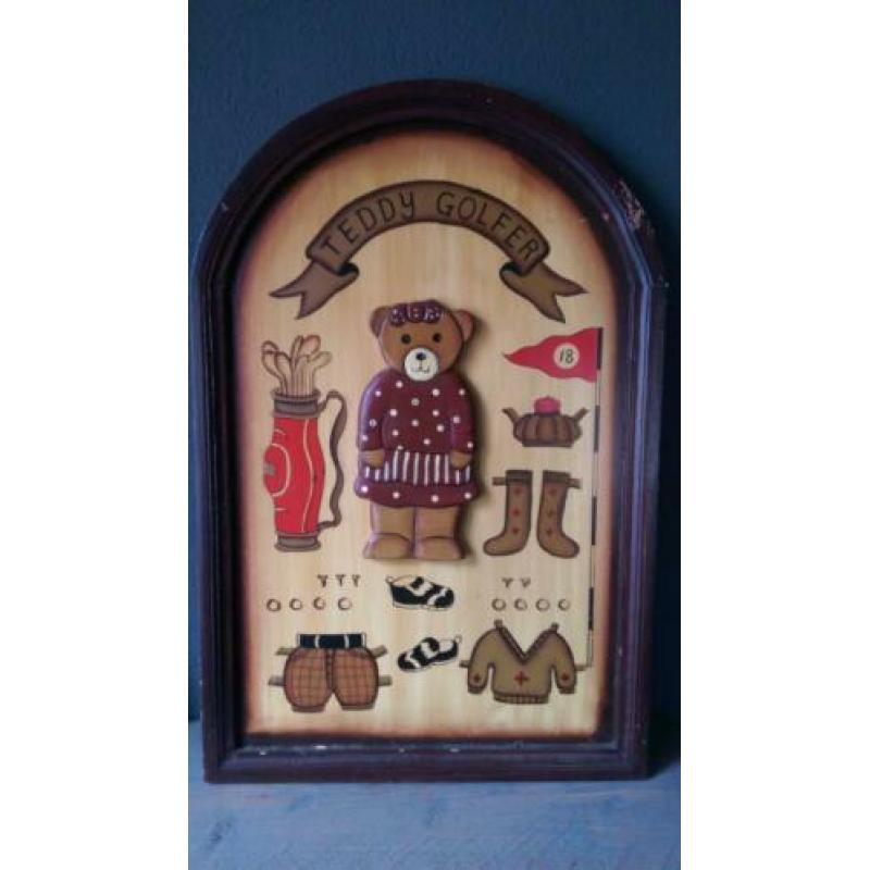 Wandbord Teddy Golfer 60 cm