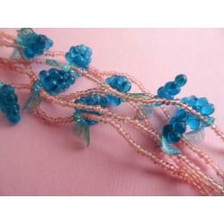 jwg Vintage 60s 70s Druiven fruit kralen ketting roze blauw
