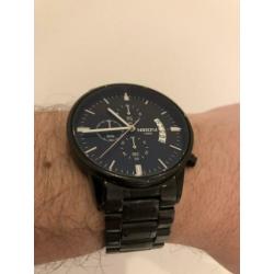 Zwart metaal schakels horloge van Nibosi
