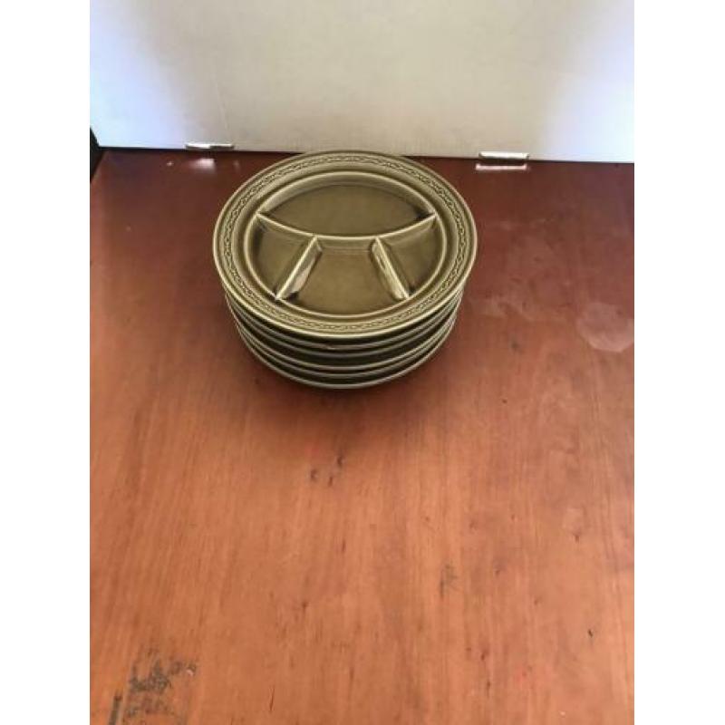 Vintage retro fondueborden, 6 stuks zo uit oma’s keuken