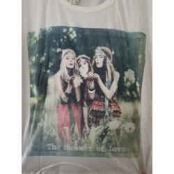 Ivoor kleurig shirt met print maat 42 NIEUW met kaartjes