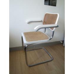 2x Vintage design Thonet stijl Cesca stoel wit met leuning