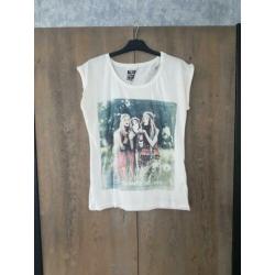 Ivoor kleurig shirt met print maat 42 NIEUW met kaartjes