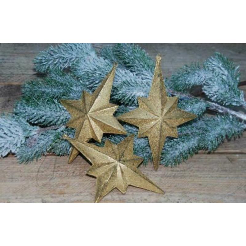 7 Goudkleurige kerstballen (sterren)
