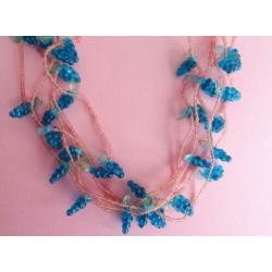 jwg Vintage 60s 70s Druiven fruit kralen ketting roze blauw