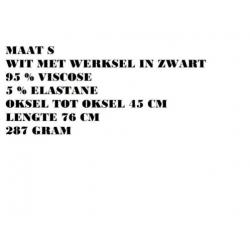 Maat s - witte top / tuniek met zwarte werksel /knopen