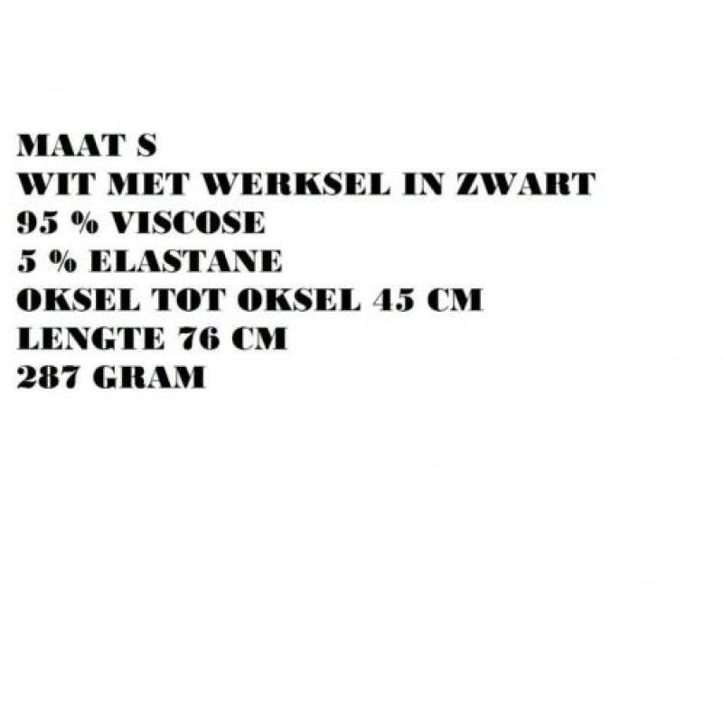 Maat s - witte top / tuniek met zwarte werksel /knopen