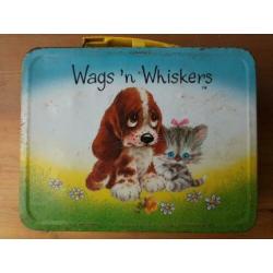 Mooi oud vintage koffertje uit Amerika van blik 17-22 cm.