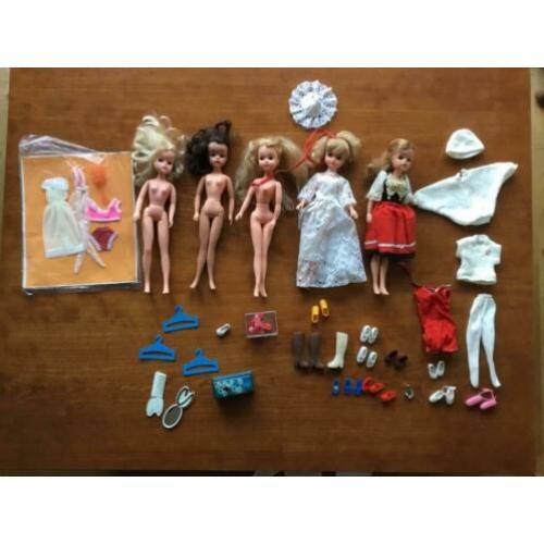 5 Barbie Sindy fleur poppen met kleding, schoentjes etc.