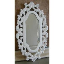 Spiegel - houten barok lijst - wit - 57 x 30 cm - TTM Wonen