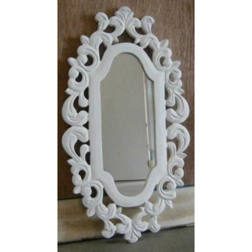 Spiegel - houten barok lijst - wit - 57 x 30 cm - TTM Wonen