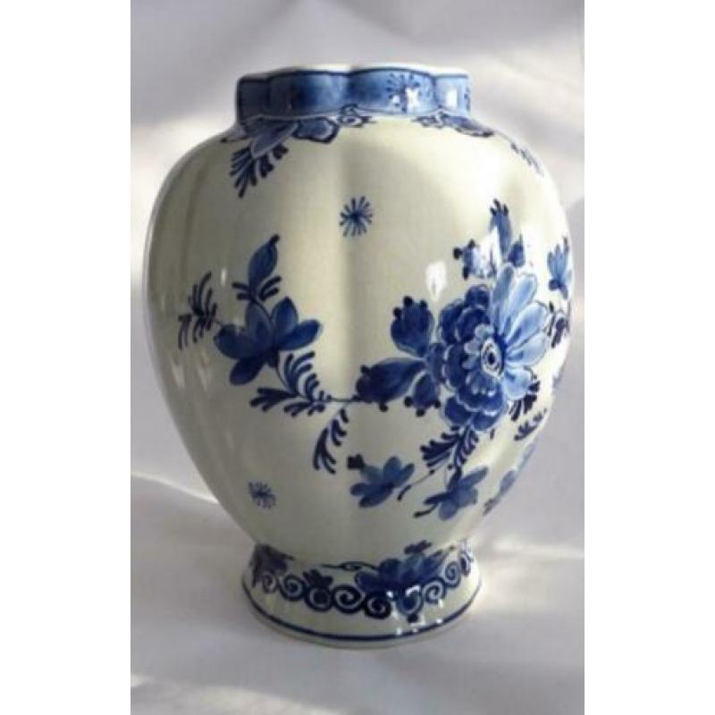Porceleyne fles-Delfts blauw gelobde vaas -Eugène Roggeveen