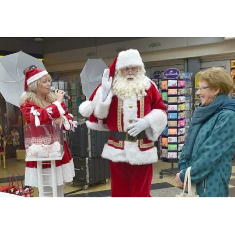 Zeer luxe fluweel kerstmankostuum, optioneel met baardstel.