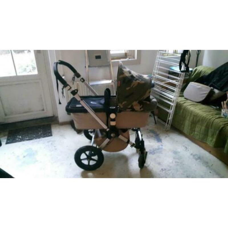 Bugaboo Cameleon te koop legerprint zwart, groen en crèmekl