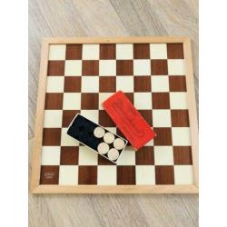 Homas dambord en damstenen (wedstrijd bord orgineel)